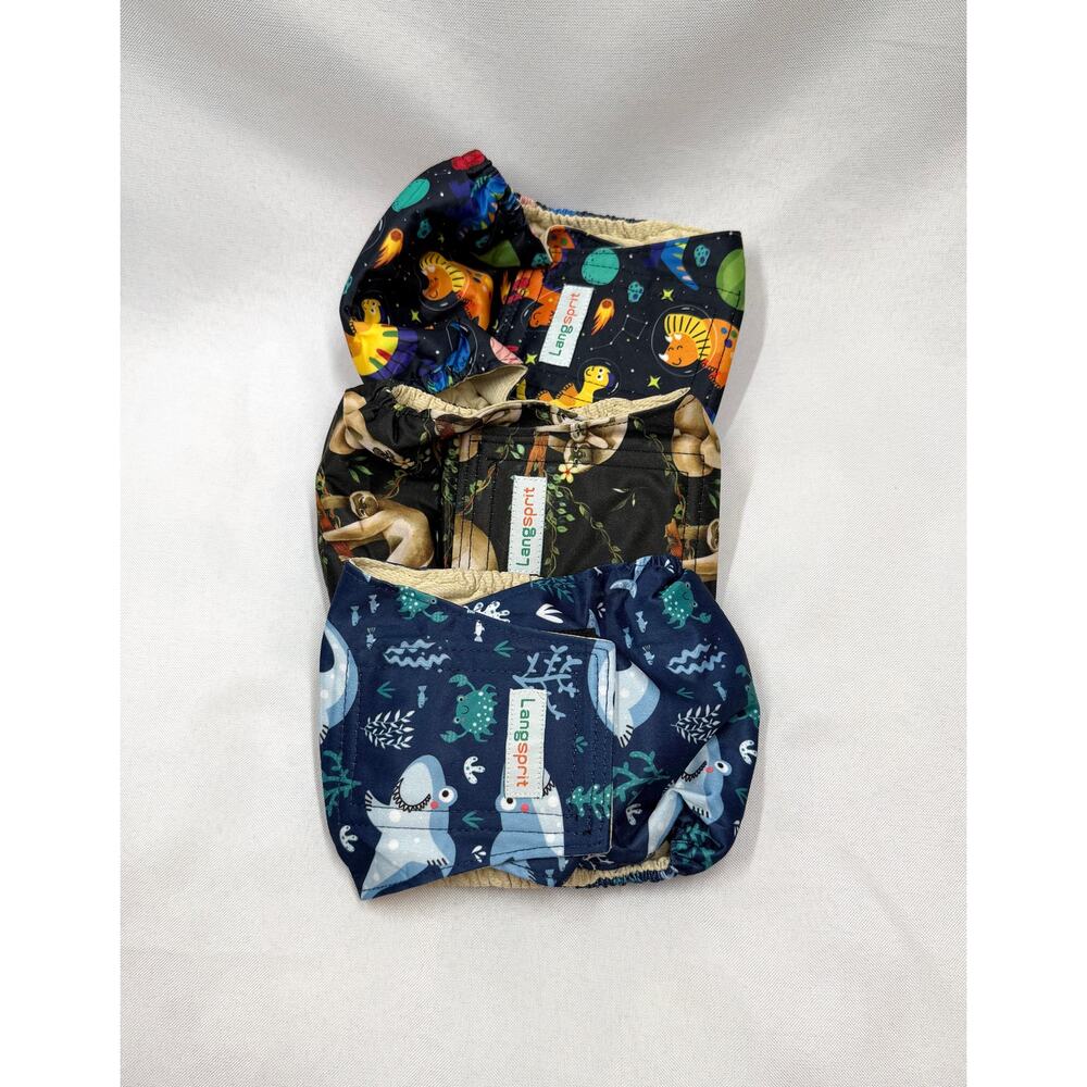 Reusable Male Dog Belly Bands Wrap Diapers Lot Small Sharks Sloths Dinosaurs